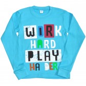 Толстовка детская "Work hard play" (blue)