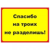 Табличка на стену "Спасибо на троих не разделишь!"