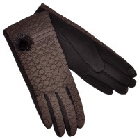 Перчатки женские для сенсорных экранов, комбинированные (brown)
