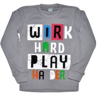 Толстовка детская "Work hard play" (gray)