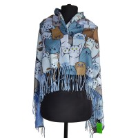Платок-палантин кашемировый Clustercats (l-blue)