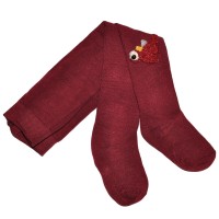 Колготки детские, кашемировые, с аппликацией "Hongan" (бордовый, Дино)