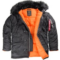 Куртка-аляска "Alpha Industries", классическая, зауженная (black/orange)