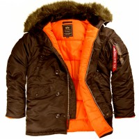 Куртка-аляска "Alpha Industries", классическая, зауженная (deep brown/orange)