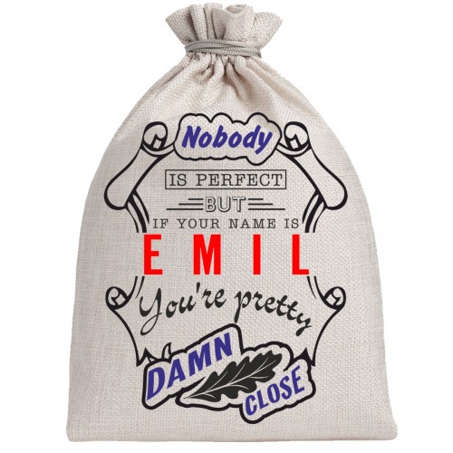 Мешочек холщовый подарочный "If your name is Emil, you are pretty…"