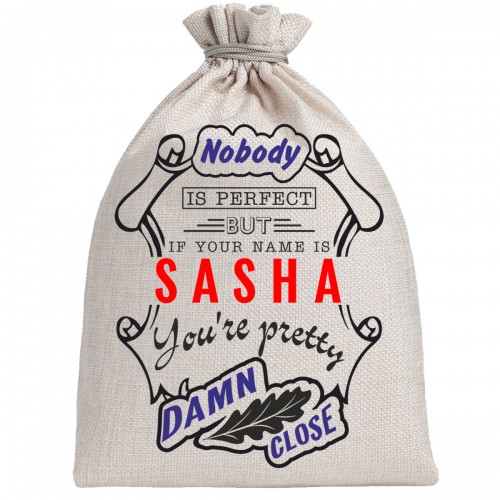 Мешочек холщовый подарочный "If your name is Sasha, you are pretty…"