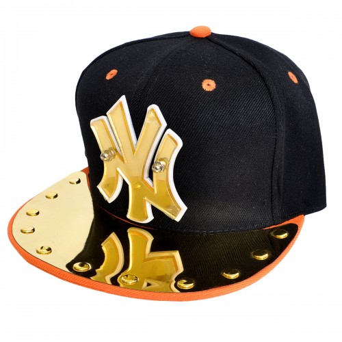 Бейсболка 3D "NY", золото (black & orange)