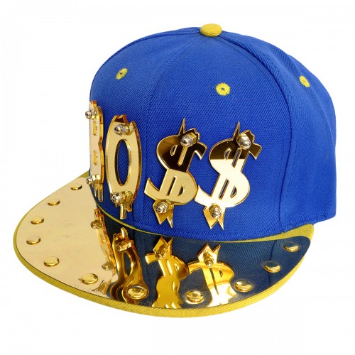 Бейсболка 3D "BO$$", золото (blue & yellow)