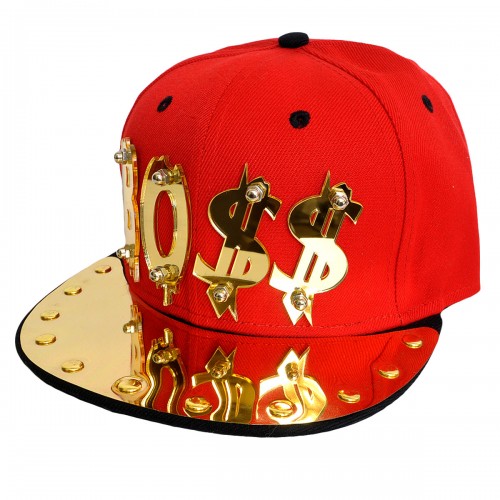 Бейсболка 3D "BO$$", золото (red & black)