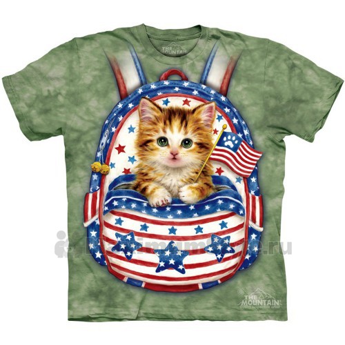 Футболка The Mountain "Patriotic Backpack Kitten" (детская)