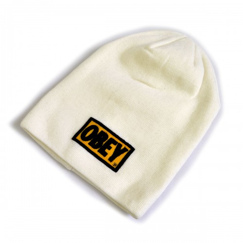 Шапка вязаная "OBEY" (white & yellow)