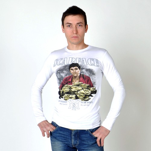 Футболка с длинным рукавом "Лицо со шрамом" (white)